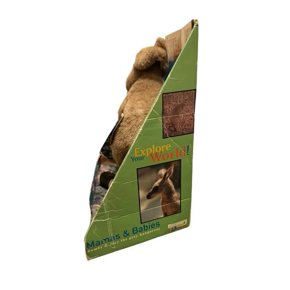 Discovery Channel Rumby & Joey Grey Kangaroos Plush Vintage 2000 Removable Baby